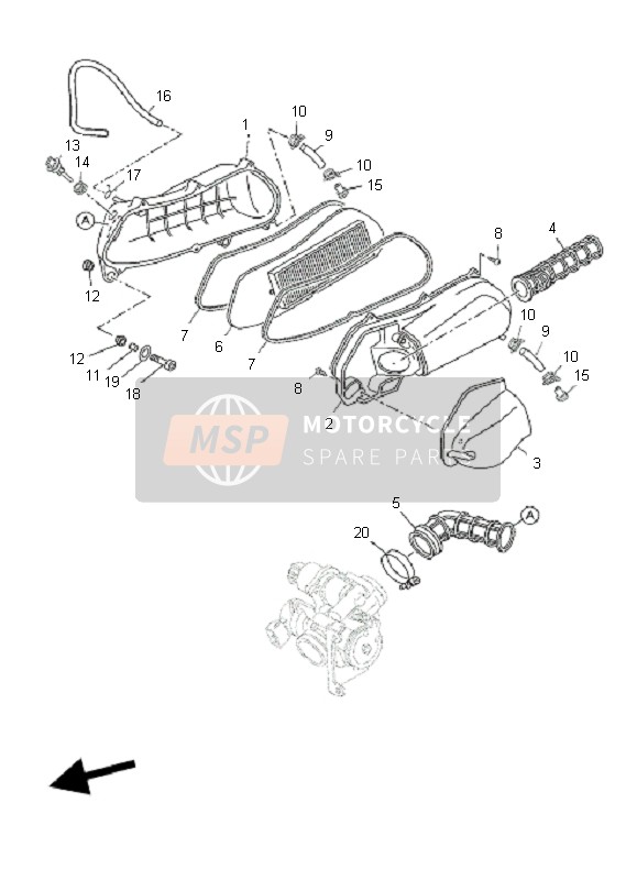 Yamaha YP125R X-MAX 2011 Intake 2 for a 2011 Yamaha YP125R X-MAX